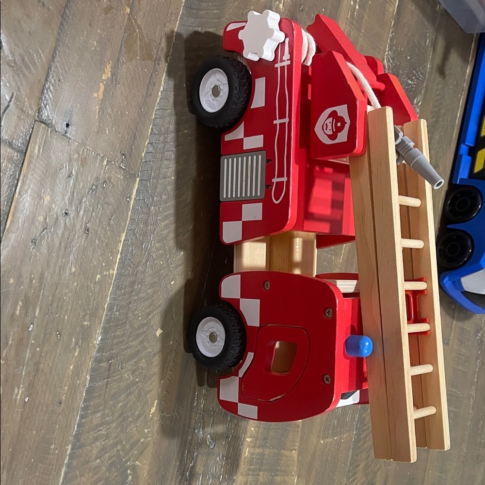 Pottery Barn Wooden Fire Truck Toy - Red